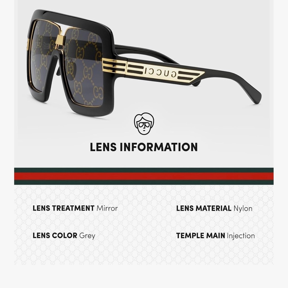 Gucci Black and Gold Women's Sunglasses - Picture 2 of 3